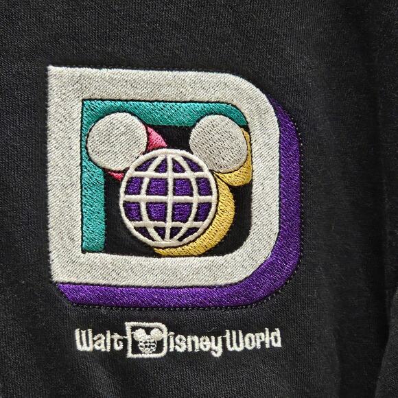 Walt Disney World Retro Embroidered Zip-up Black Unisex Hoodie Size M - Picture 4 of 13